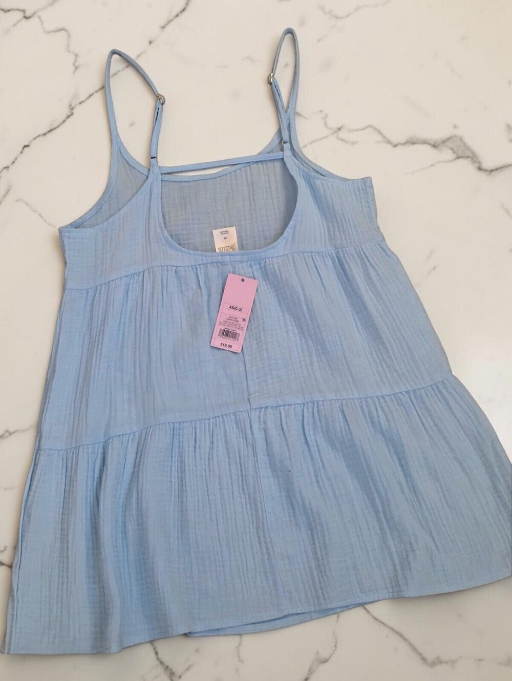 Wild Fable NWT Baby Blue Gauze Tiered Mini Dress XS Cottagecore - Picture 7 of 12